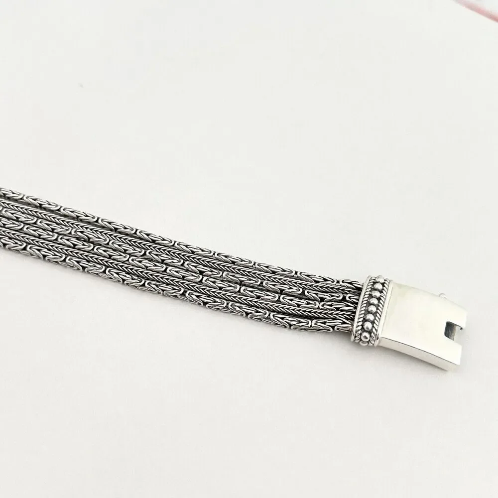 Vintage Silpada 925 Sterling Silver Chunky Five Strand Rows Byzantine Bracelet